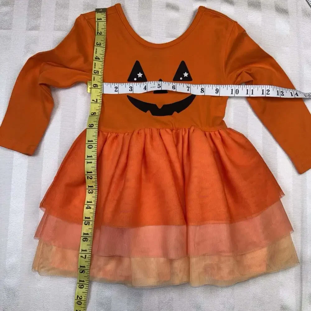 Old Navy Size 2T Dress Lot Pumpkin Tutu & Pink Dinosaurs Long Sleeves Fall